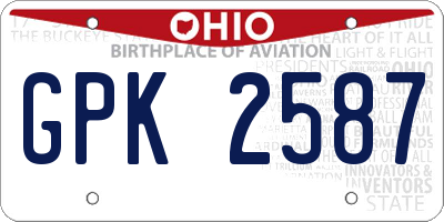 OH license plate GPK2587