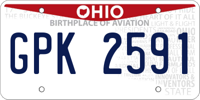 OH license plate GPK2591
