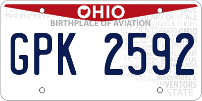OH license plate GPK2592