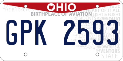 OH license plate GPK2593