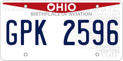 OH license plate GPK2596