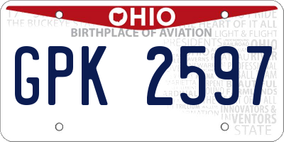 OH license plate GPK2597