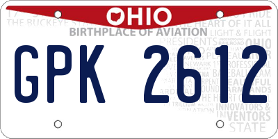 OH license plate GPK2612