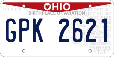 OH license plate GPK2621