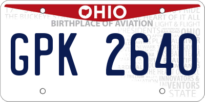 OH license plate GPK2640