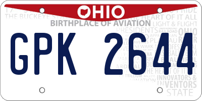 OH license plate GPK2644