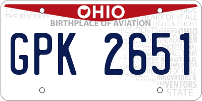 OH license plate GPK2651