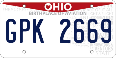 OH license plate GPK2669