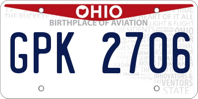 OH license plate GPK2706