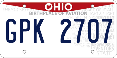 OH license plate GPK2707