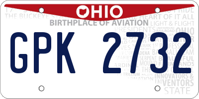 OH license plate GPK2732