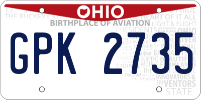 OH license plate GPK2735