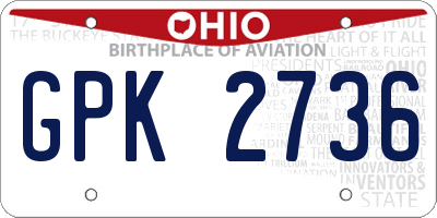 OH license plate GPK2736