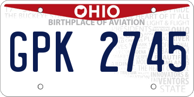 OH license plate GPK2745
