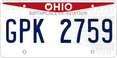 OH license plate GPK2759