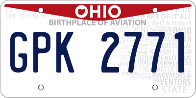 OH license plate GPK2771