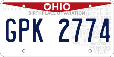 OH license plate GPK2774