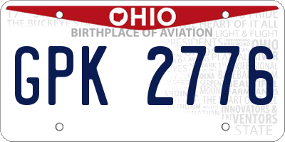 OH license plate GPK2776