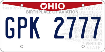 OH license plate GPK2777