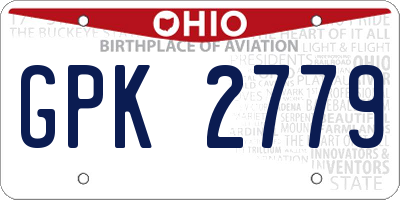 OH license plate GPK2779