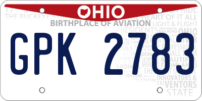 OH license plate GPK2783