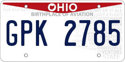 OH license plate GPK2785