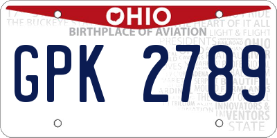 OH license plate GPK2789