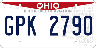 OH license plate GPK2790