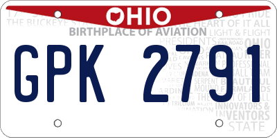 OH license plate GPK2791