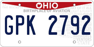 OH license plate GPK2792