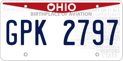 OH license plate GPK2797
