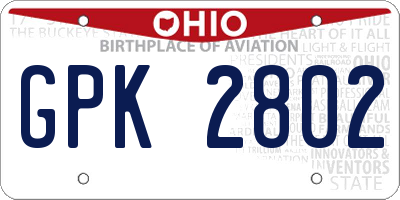 OH license plate GPK2802