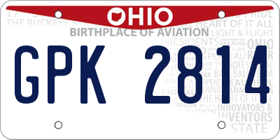 OH license plate GPK2814