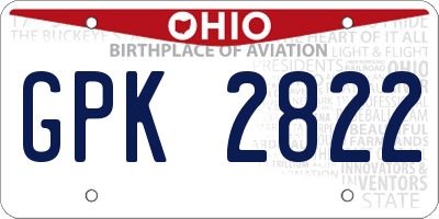 OH license plate GPK2822