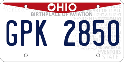 OH license plate GPK2850