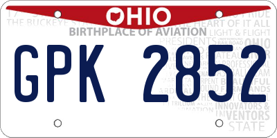 OH license plate GPK2852