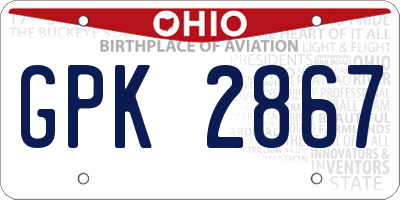 OH license plate GPK2867