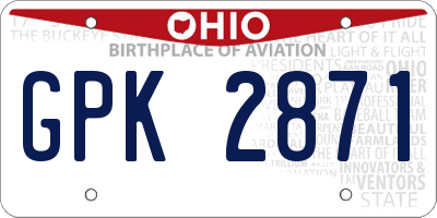 OH license plate GPK2871