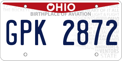 OH license plate GPK2872