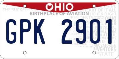 OH license plate GPK2901