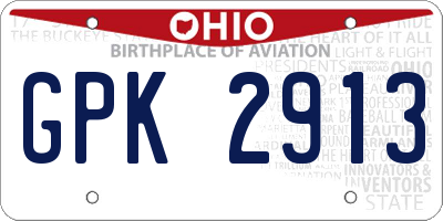 OH license plate GPK2913