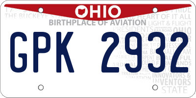 OH license plate GPK2932