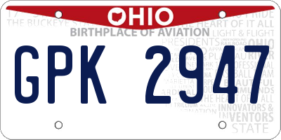OH license plate GPK2947