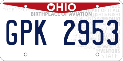 OH license plate GPK2953