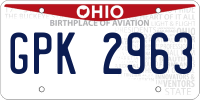 OH license plate GPK2963