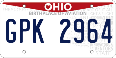 OH license plate GPK2964