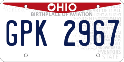 OH license plate GPK2967