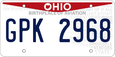 OH license plate GPK2968