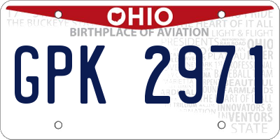 OH license plate GPK2971