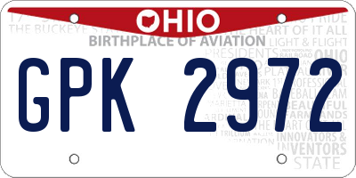 OH license plate GPK2972